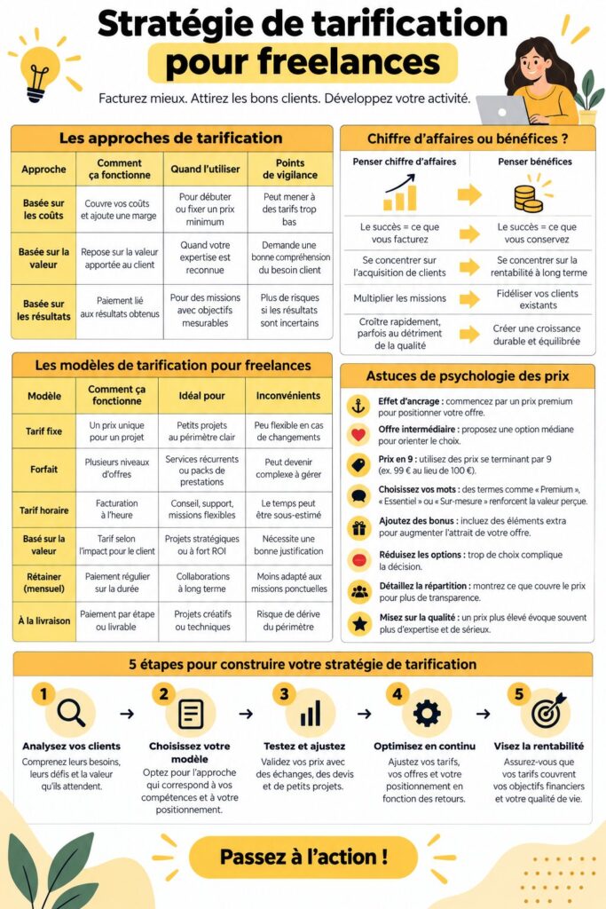 Stratégies de tarification pour freelances illustrées