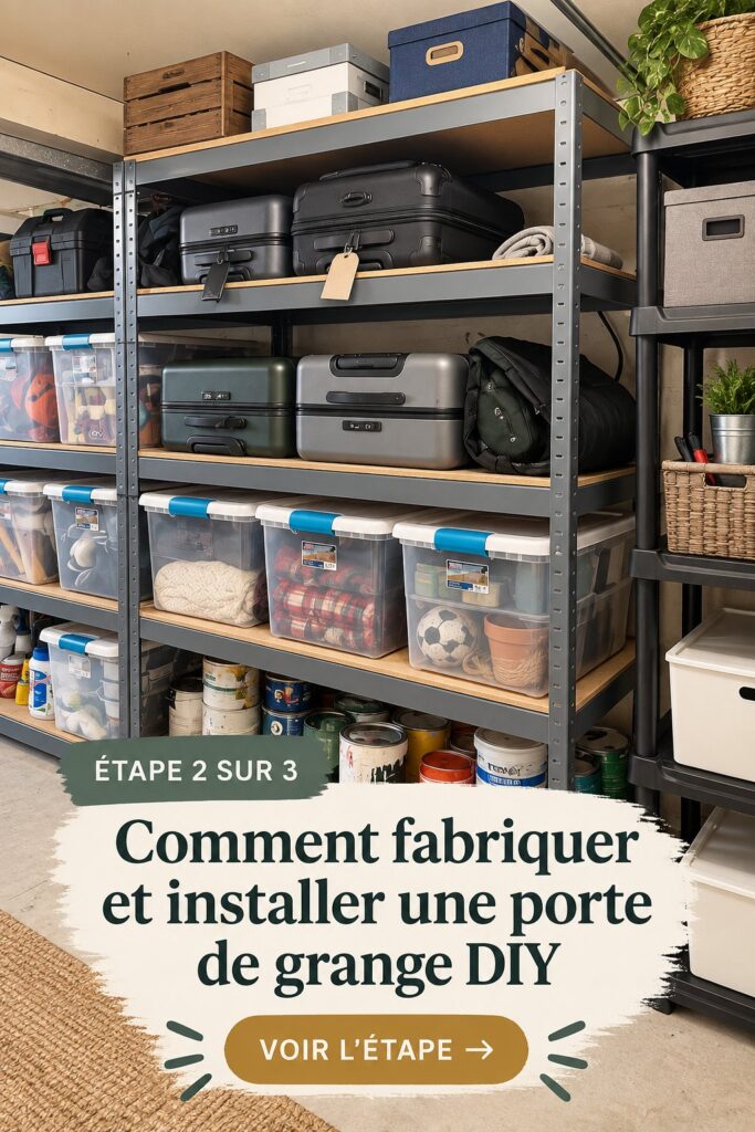 Porte de grange DIY en bois installée dans un intérieur chaleureux.