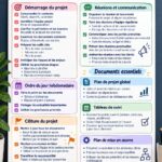 Image représentant des femmes collaborant sur un projet avec des tableaux et des post-it, illustrant la gestion de projet.