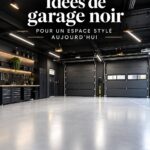 Garage moderne avec un aménagement en noir et des rangements pratiques