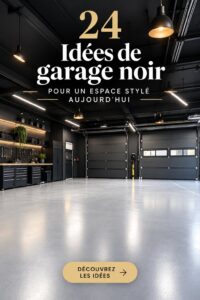 Garage moderne avec un aménagement en noir et des rangements pratiques