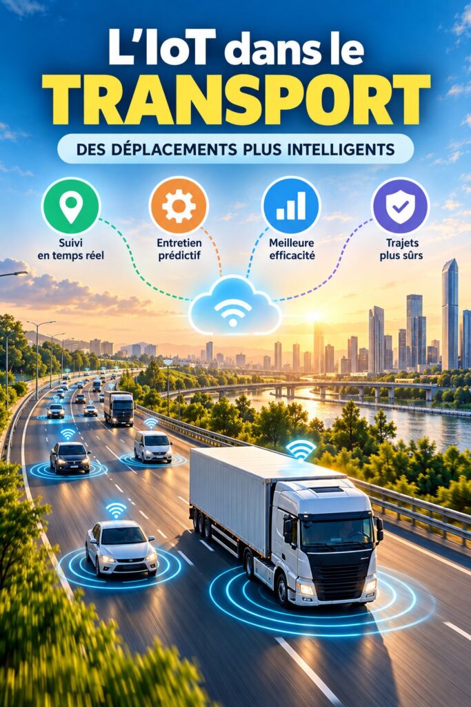 Illustration de divers objets connectés utilisés dans le secteur du transport