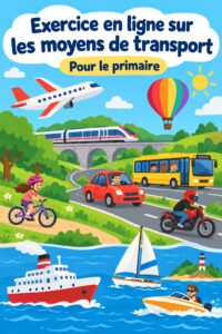 Un enfant s'amusant avec un exercice interactif sur les moyens de transport.
