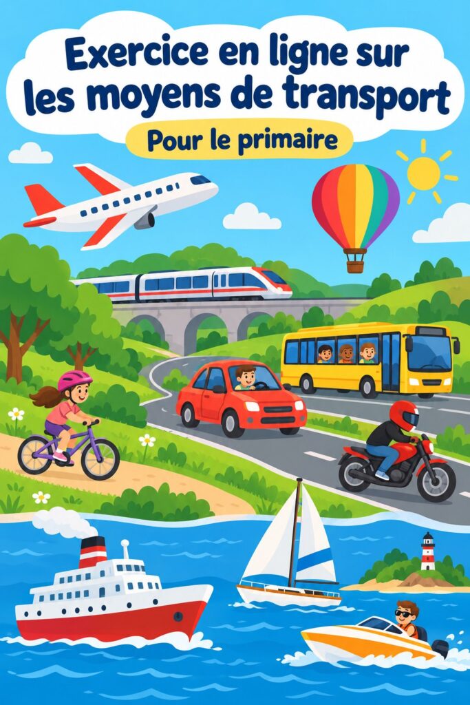 Un enfant s'amusant avec un exercice interactif sur les moyens de transport.
