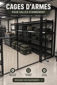Rangement sécurisé et organisé pour des armes dans un espace moderne