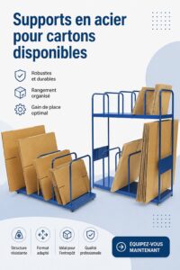 Cartons en acier organisés dans une pièce chaleureuse