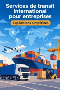 Une femme regardant des options de services de transit international avec un ordinateur et des documents