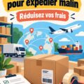 Personne emballant des colis pour expédition, représentant l'optimisation logistique.