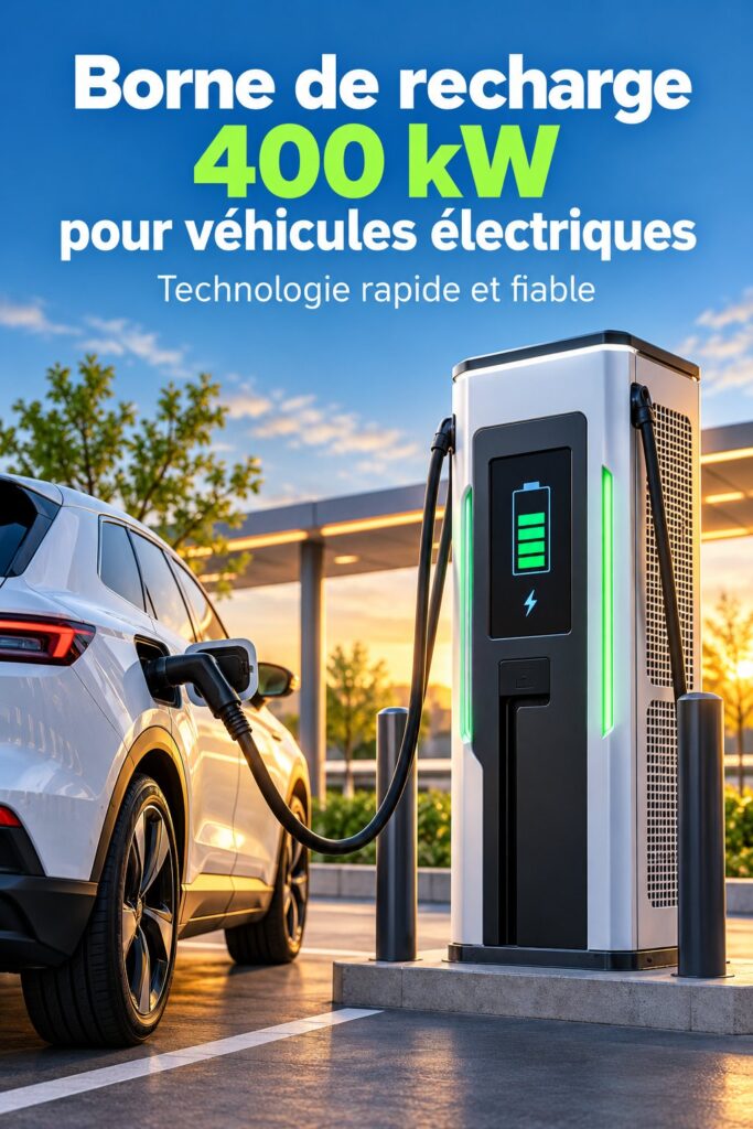 Chargeur DC performant pour voiture électrique, prêt à l'emploi dans une station de recharge moderne.