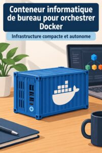 Un bureau organisé avec un conteneur informatique pour Docker