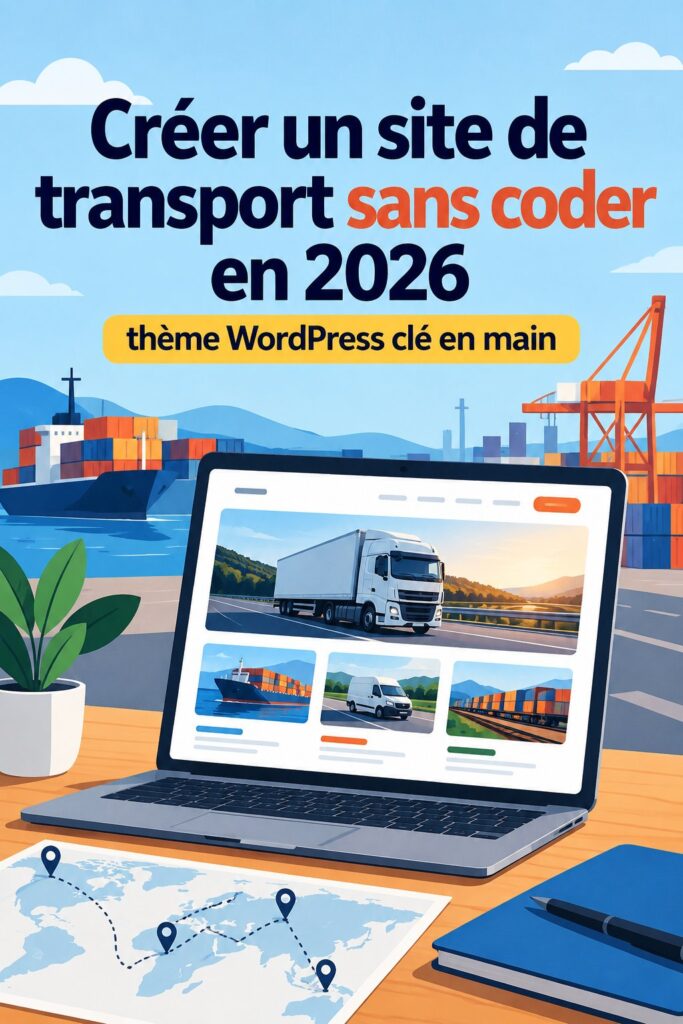 Création d'un site de transport moderne sans coder, un ordinateur sur un bureau