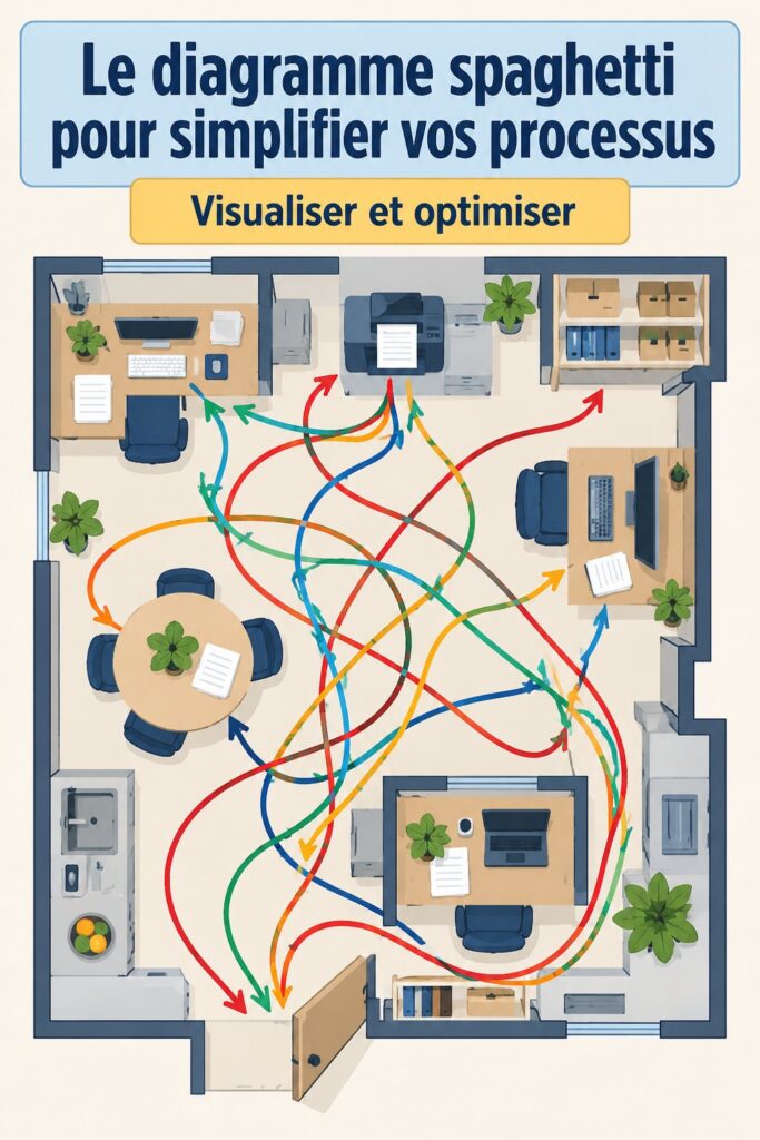 Illustration d'un diagramme spaghetti illustrant des processus logistiques simplifiés