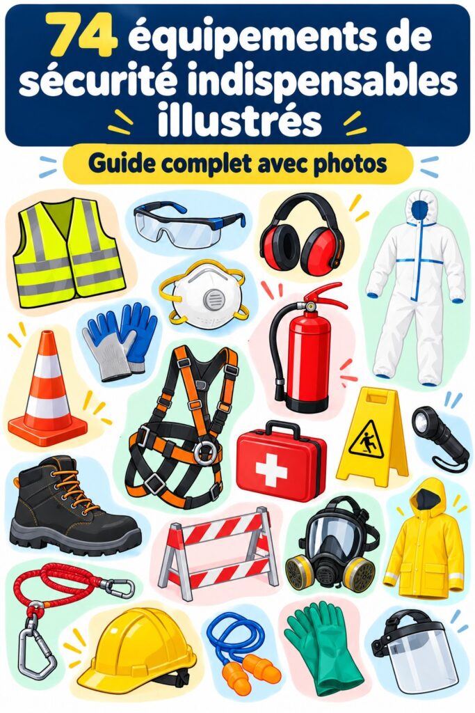 Équipement de sécurité divers, incluant gants et casques de protection