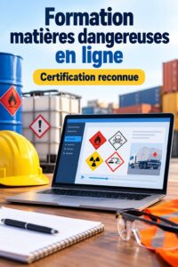 Illustration de professionnels en formation HazMat sur la sécurité et les réglementations