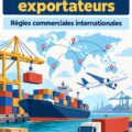 Illustration d'un guide des Incoterms 2025 avec des éléments logistiques