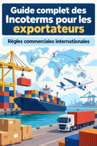 Illustration d'un guide des Incoterms 2025 avec des éléments logistiques