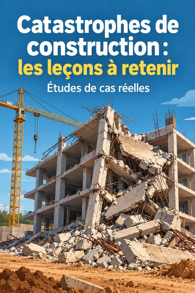 Image d'un chantier de construction avec un panneau d'avertissement sur les risques.