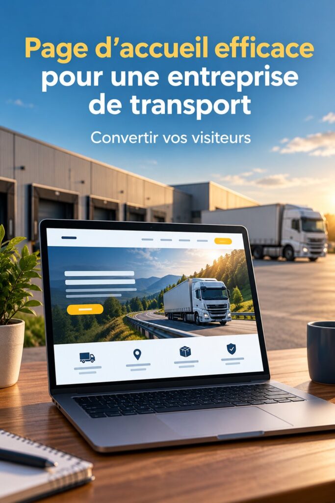 Exemple de page d'accueil efficace pour entreprise de transport