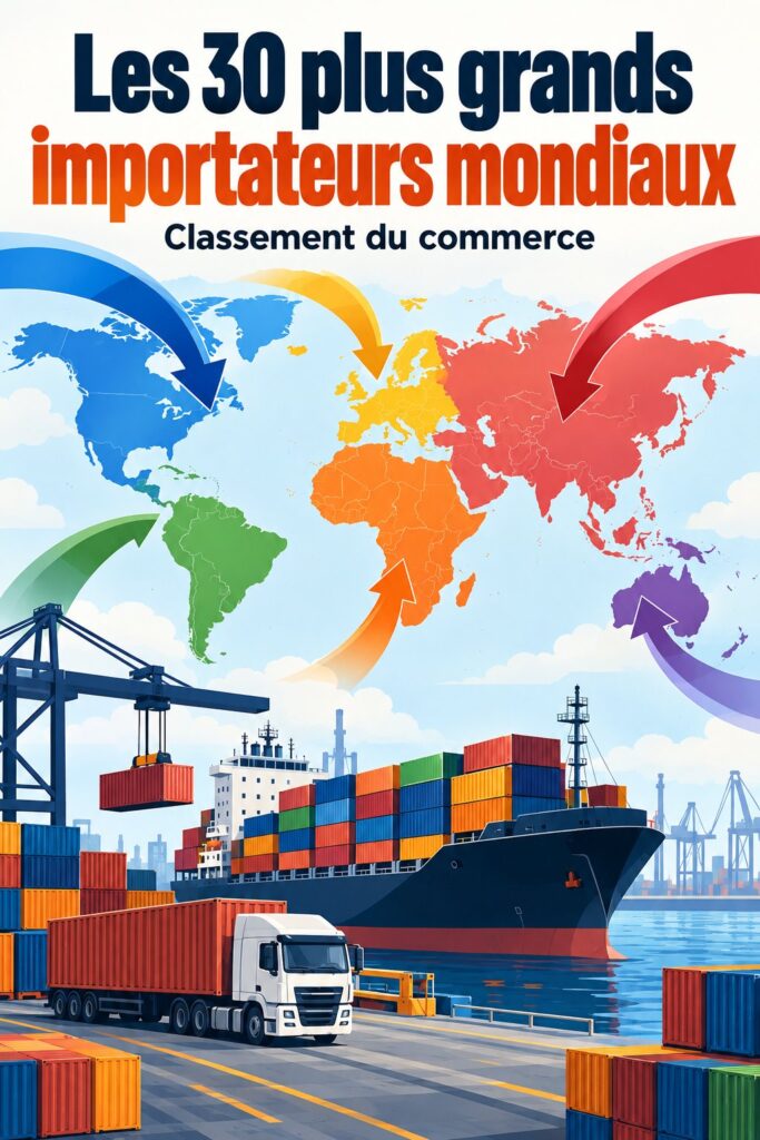 Une infographie illustrant les leaders mondiaux en importation dans le domaine de la logistique.