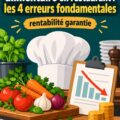 Une cuisine de restaurant avec des ingrédients frais et bien organisés, symbolisant la gestion efficace des coûts alimentaires.