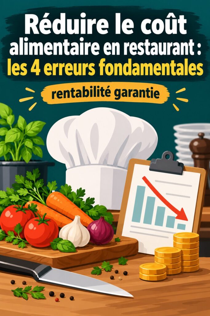Une cuisine de restaurant avec des ingrédients frais et bien organisés, symbolisant la gestion efficace des coûts alimentaires.