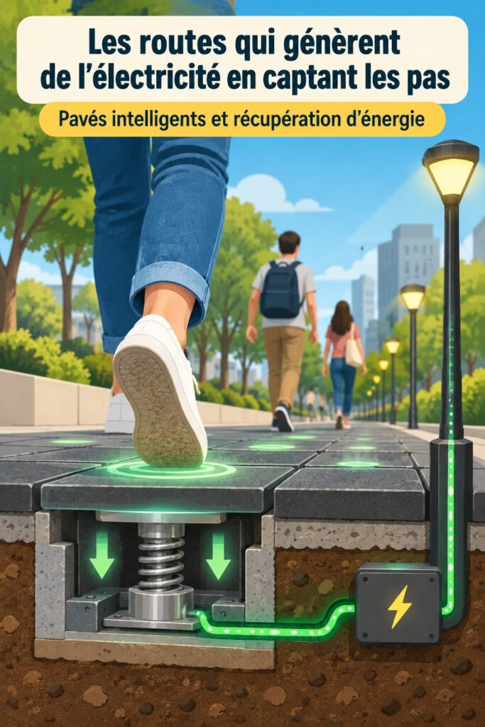 Route innovante qui utilise l'énergie des pas pour produire de l'électricité.