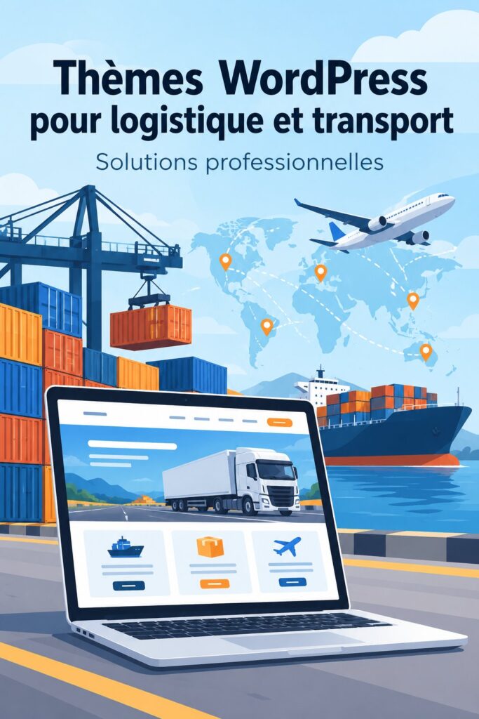 Écran d'ordinateur affichant un site WordPress sur la logistique