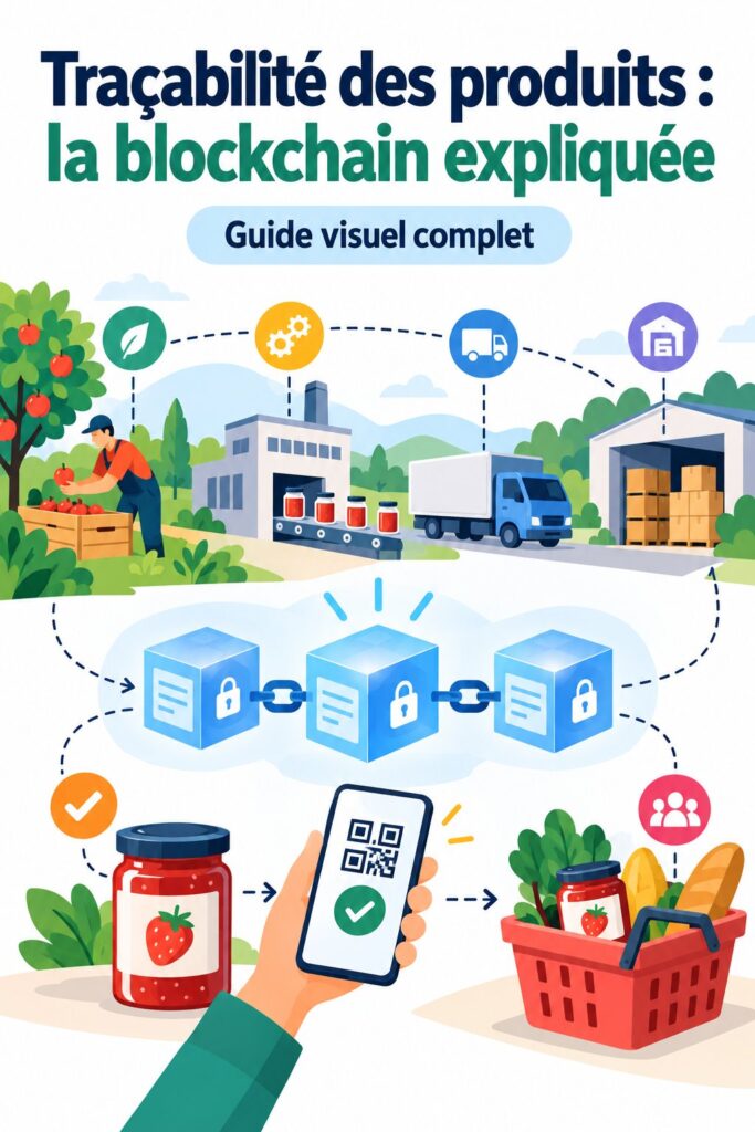 Illustration de la traçabilité des produits grâce à la blockchain